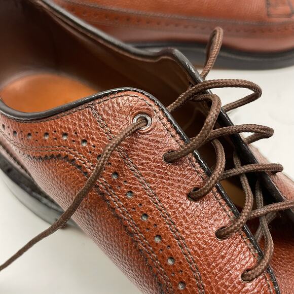 Allen Edmonds | AA Narrow MacNeil Brown Leather Long Wingtip Oxfords Dress Shoes - Picture 8 of 15